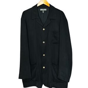 VINTAGE TOMMY BAHAMA BLAZER ISLAND SOFT SILK 4 BUTTON JACKET BLACK LARGE L